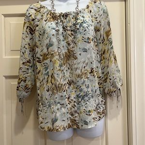 𝅺Teal flowered old navy blouse